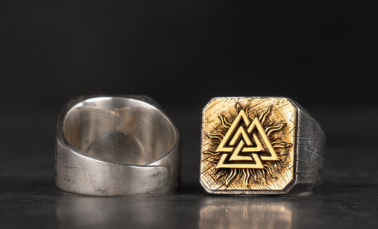 S925 Silver Triple Valknut Ring