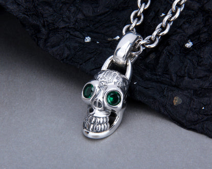 Green Eyes Skull Pendant