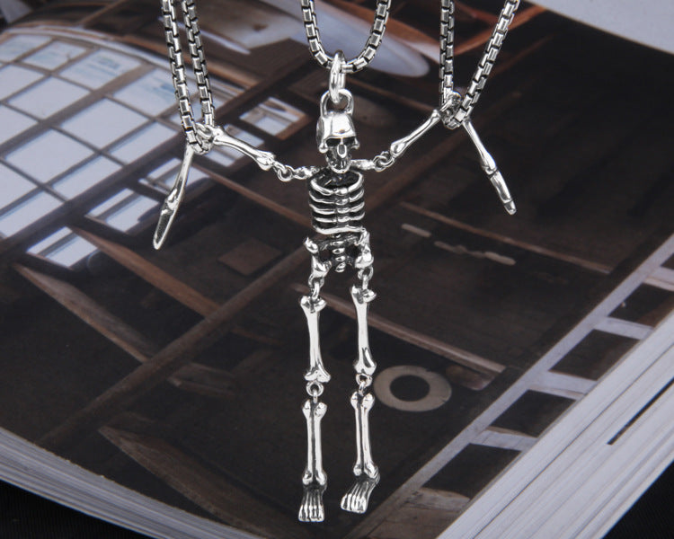 Hyperactive Skull Skeleton Pendant