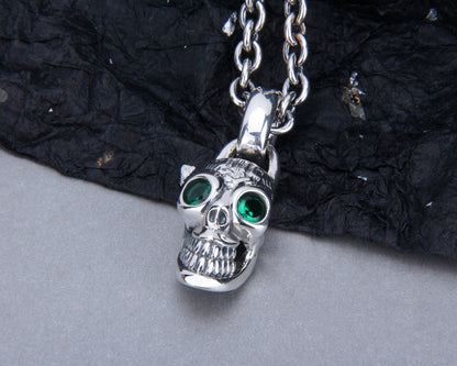 Green Eyes Skull Pendant