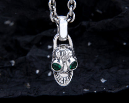 Green Eyes Skull Pendant