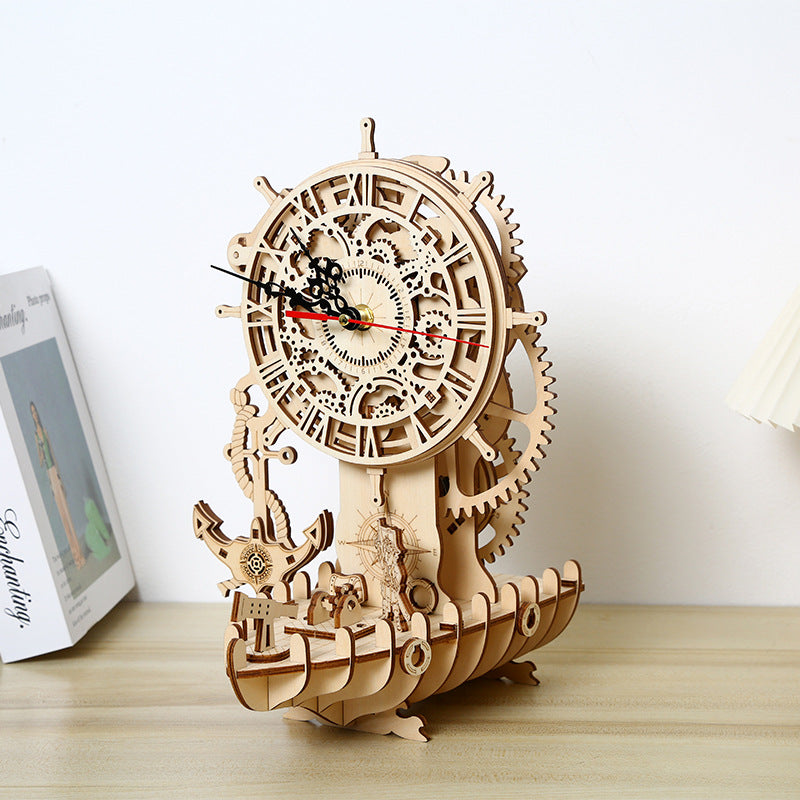 Viking Pirate Ship Clock (3D wooden puzzle)