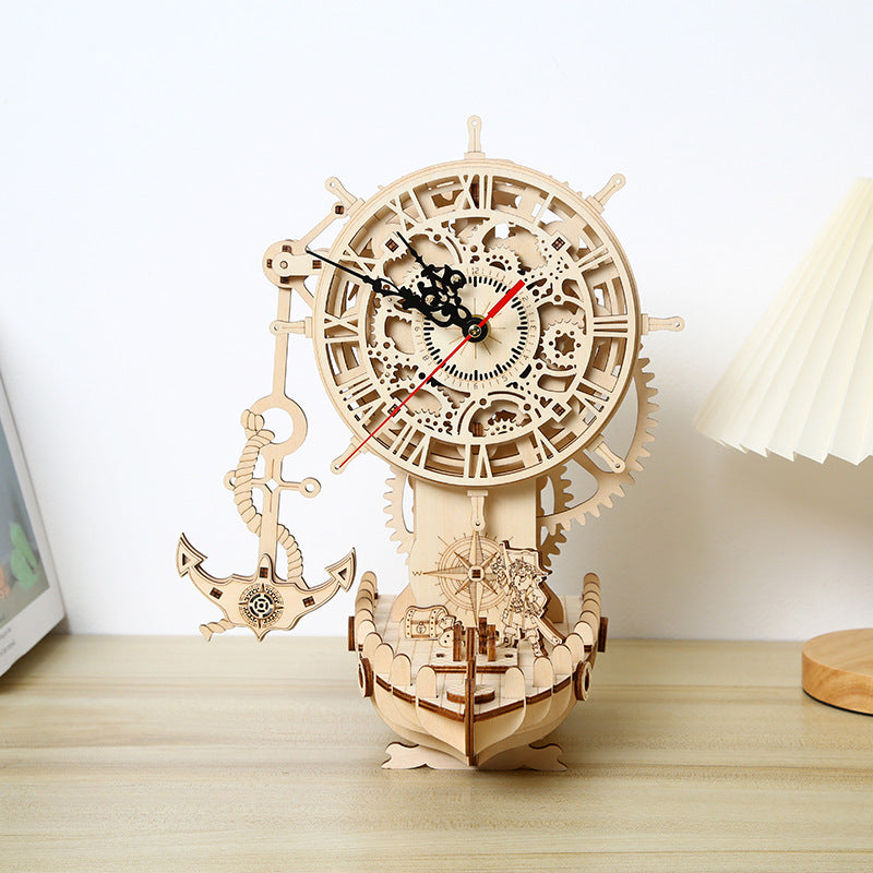 Viking Pirate Ship Clock (3D wooden puzzle)