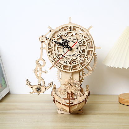 Viking Pirate Ship Clock (3D wooden puzzle)