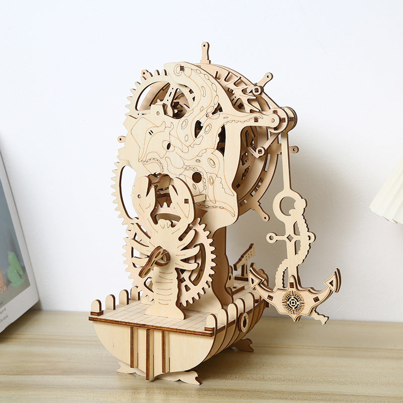 Viking Pirate Ship Clock (3D wooden puzzle)