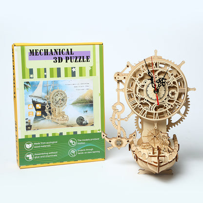 Viking Pirate Ship Clock (3D wooden puzzle)