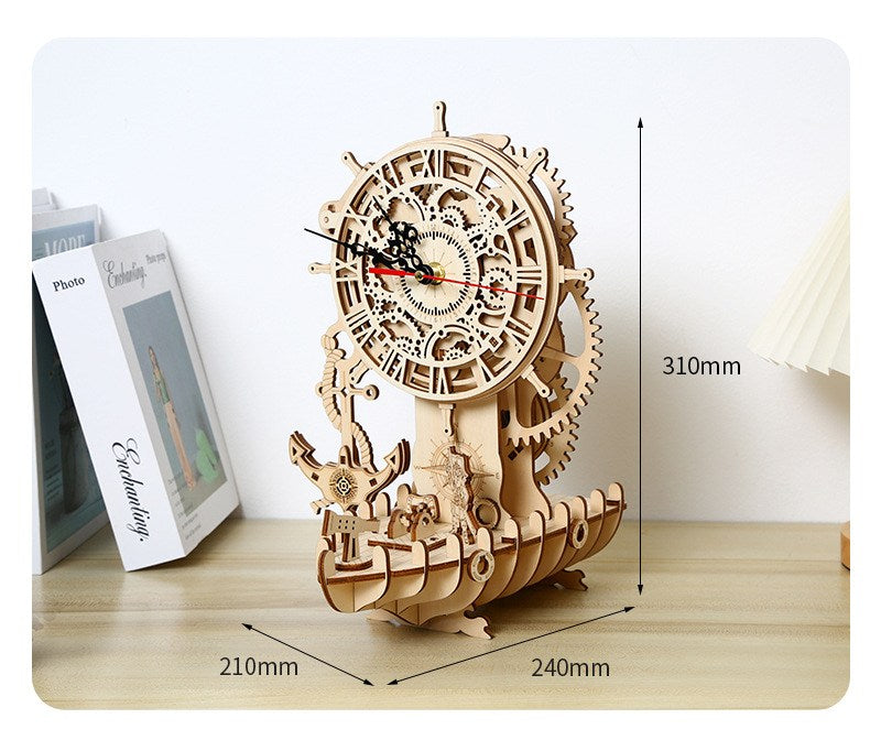 Viking Pirate Ship Clock (3D wooden puzzle)