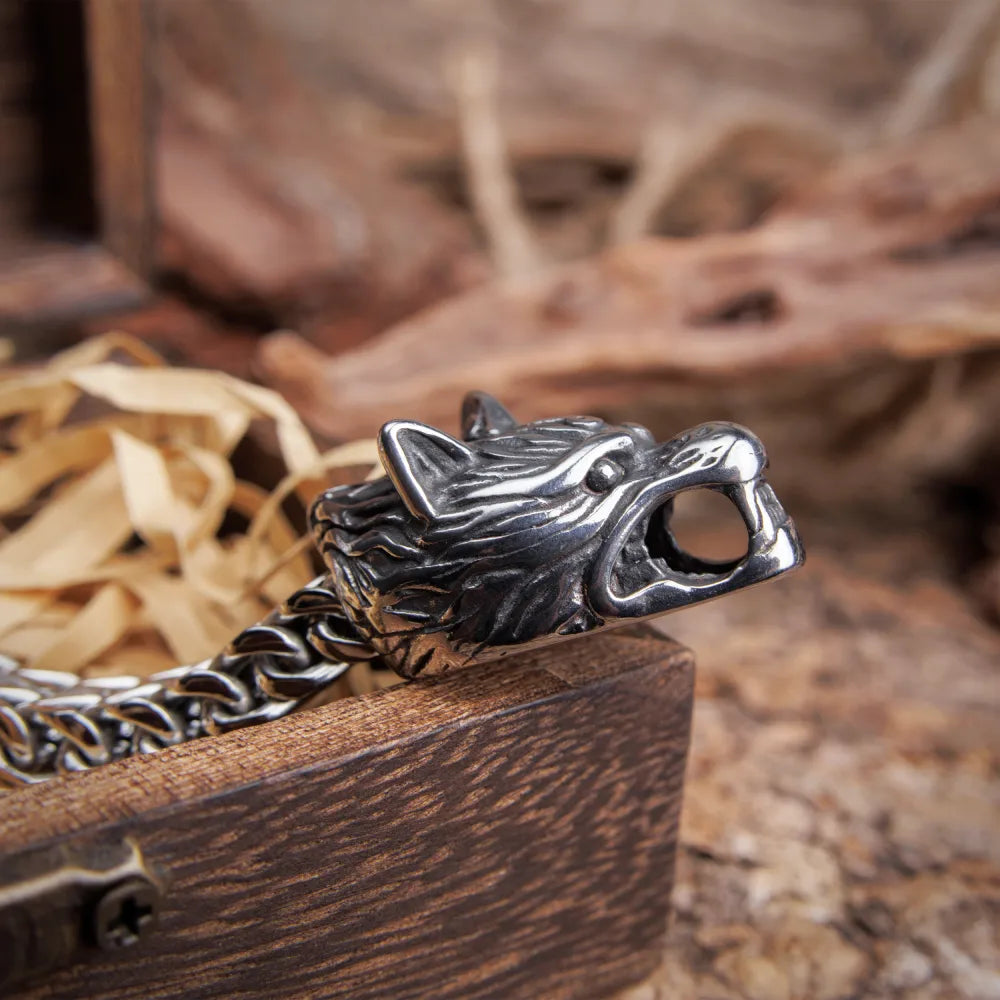 Fenrir Head Wolf Bracelet