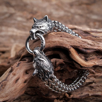 Fenrir Head Wolf Bracelet