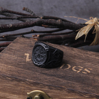 Black Vegvisir Ring