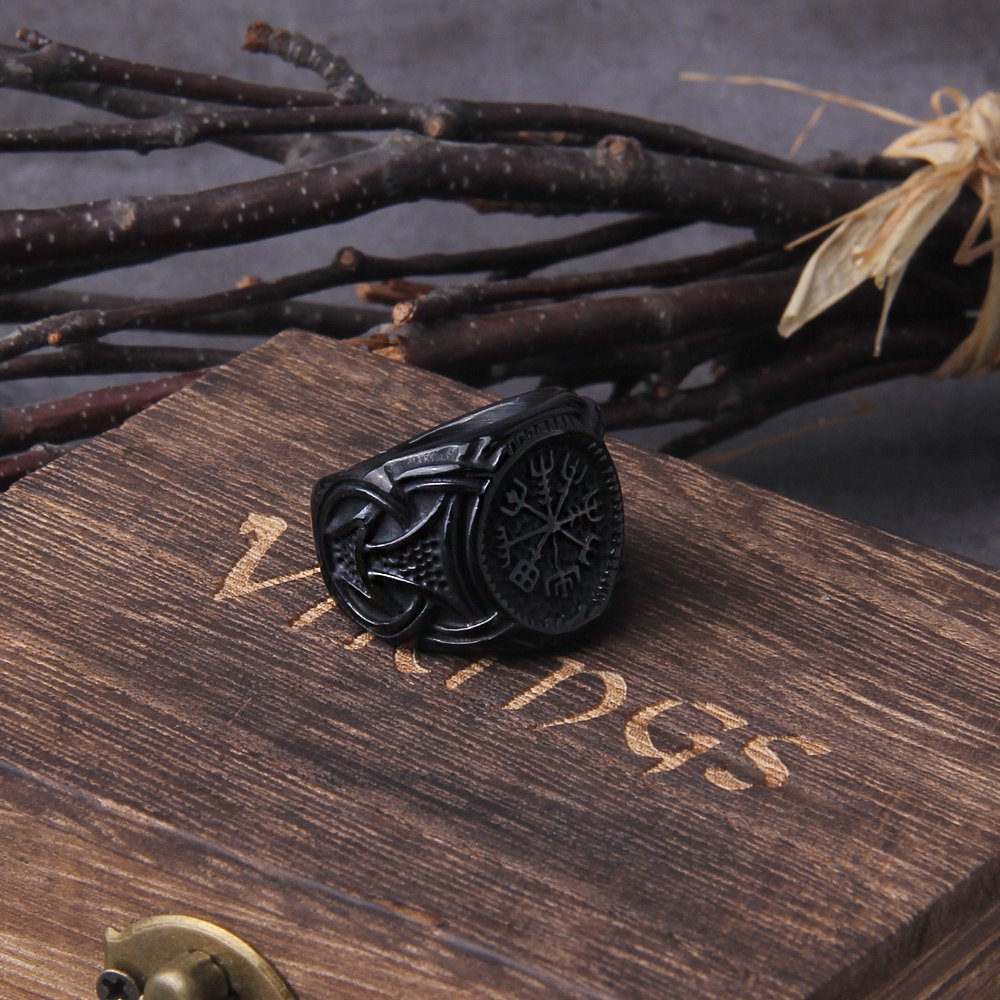 Black Vegvisir Ring