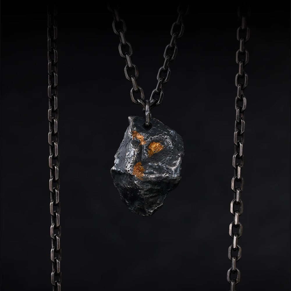 Aerolite Necklace - Silver with Gold inlay