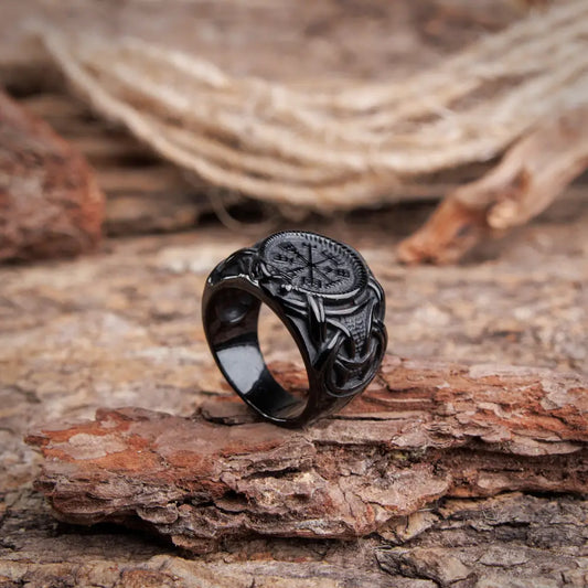 Black Vegvisir Ring