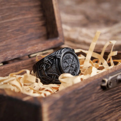 Black Vegvisir Ring