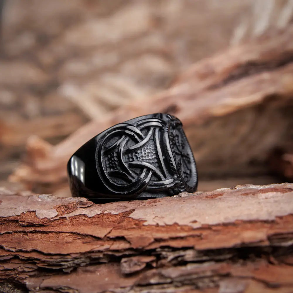 Black Vegvisir Ring