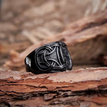 Black Vegvisir Ring