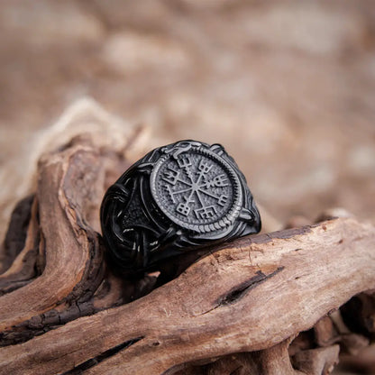 Black Vegvisir Ring