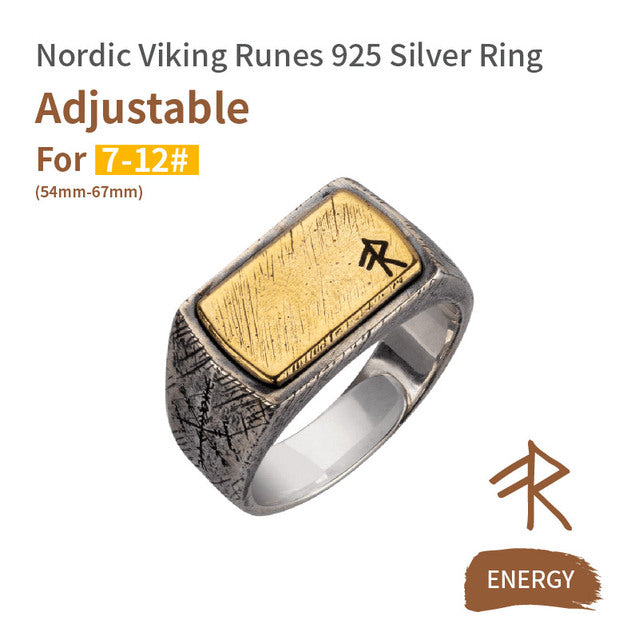 S925 Nordic Viking Runes Silver Ring