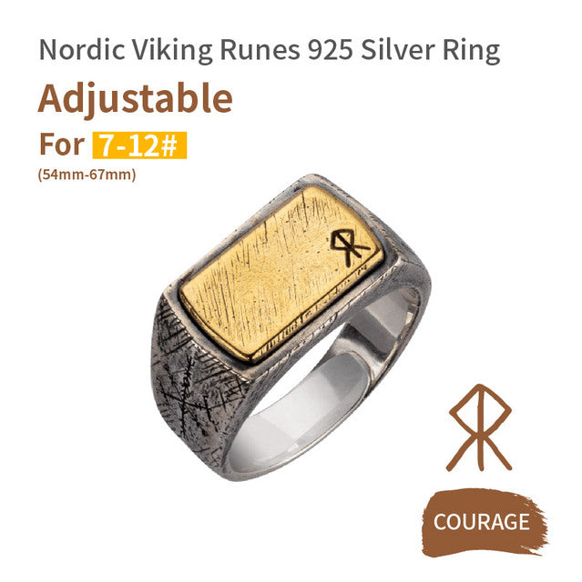 S925 Nordic Viking Runes Silver Ring