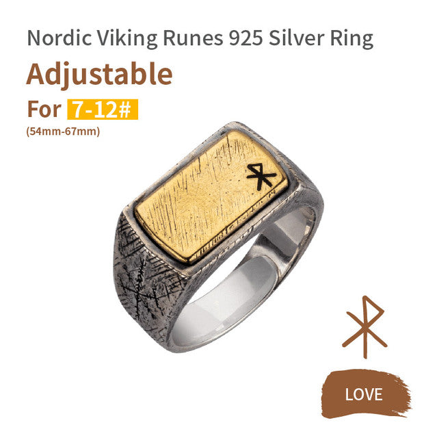 S925 Nordic Viking Runes Silver Ring