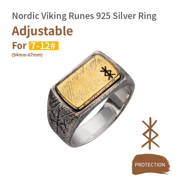 S925 Nordic Viking Runes Silver Ring