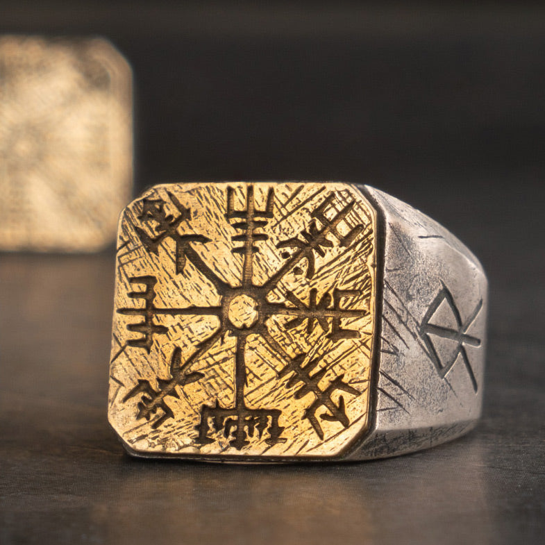 S925 Silver Vegvisir Runes Ring – VikingOath